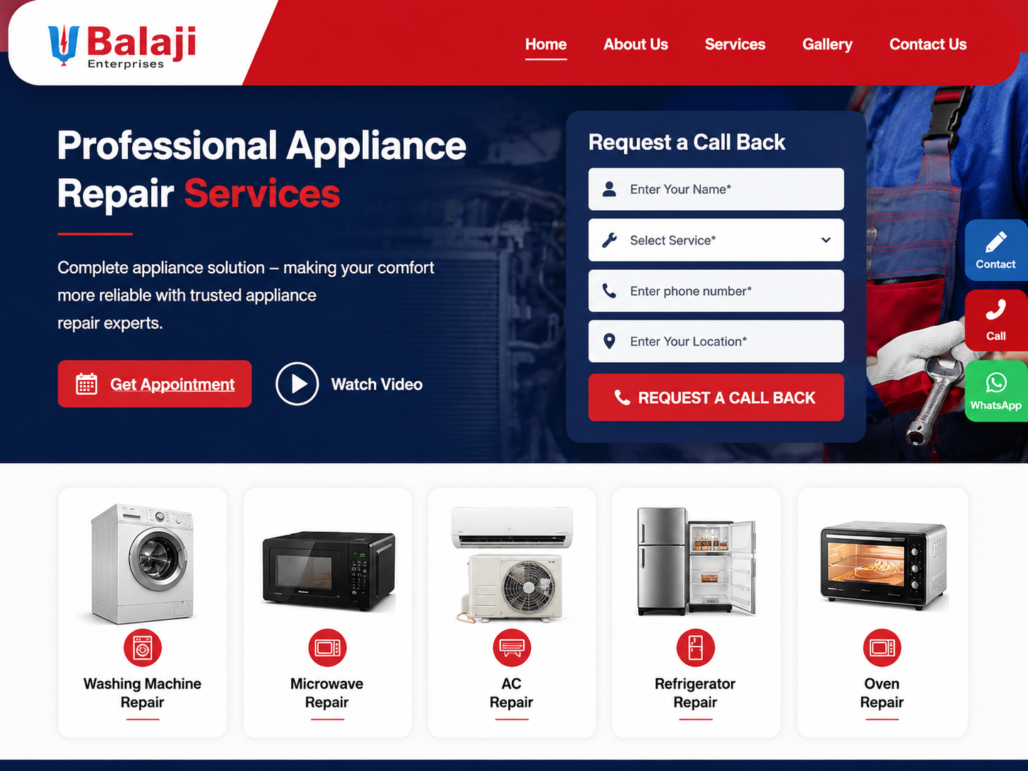 Balaji Enterprises – Home Appliance Repair & AC Service Website