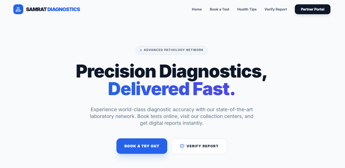 Samrat Diagnostics – Online Pathology & Diagnostic Laboratory Website