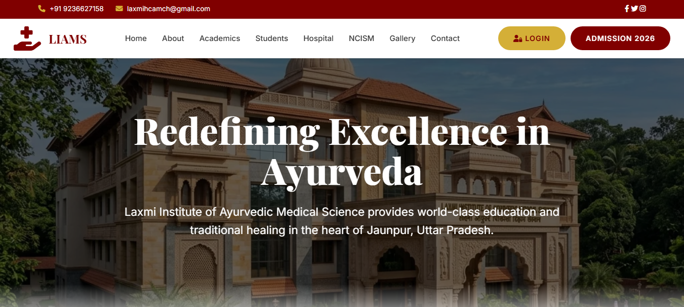 Laxmi Institute of Ayurvedic Medical Science Website